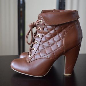Faux Leather Quilted Detail Booties